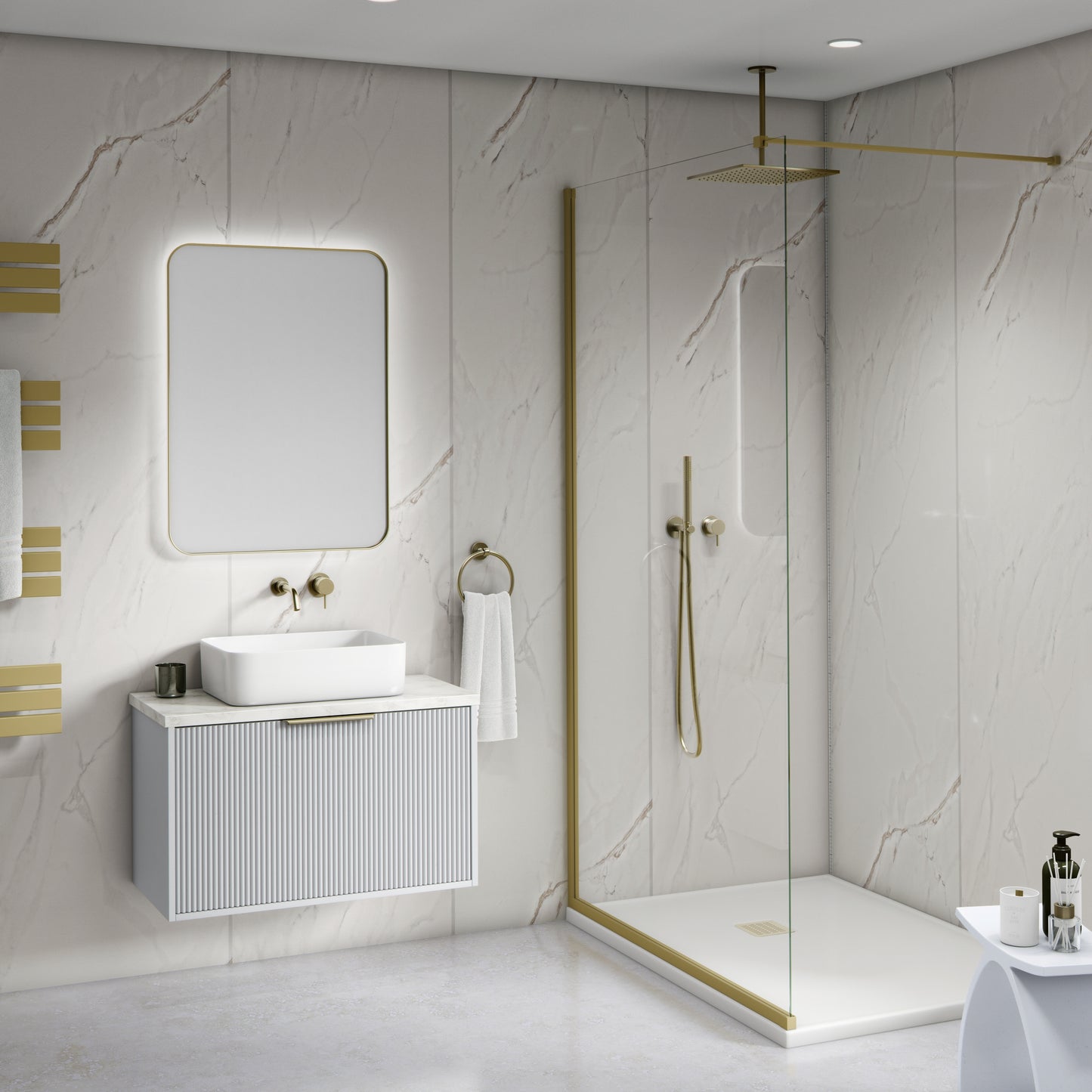 Hardex V Groove Shower Panel - Venatino Marble