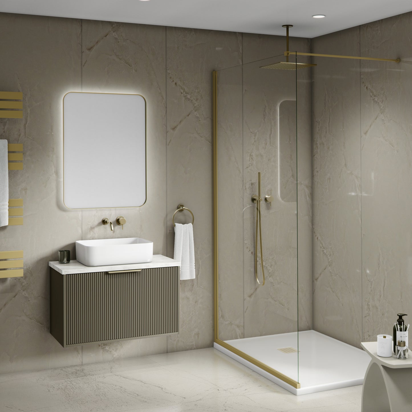 Hardex V Groove Shower Panel - Saddle
