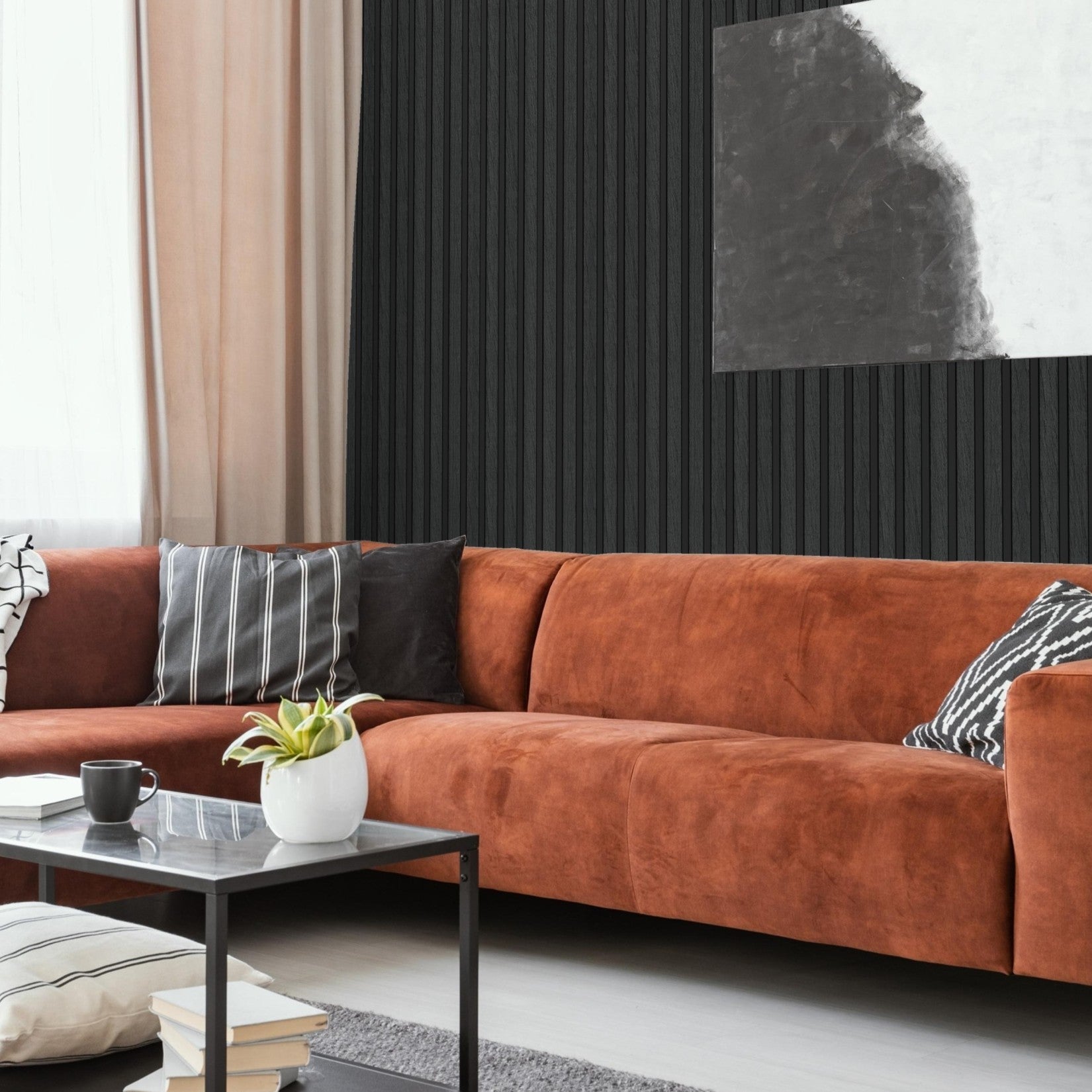 Acoustic Slat Wall Panel - Charcoal Black