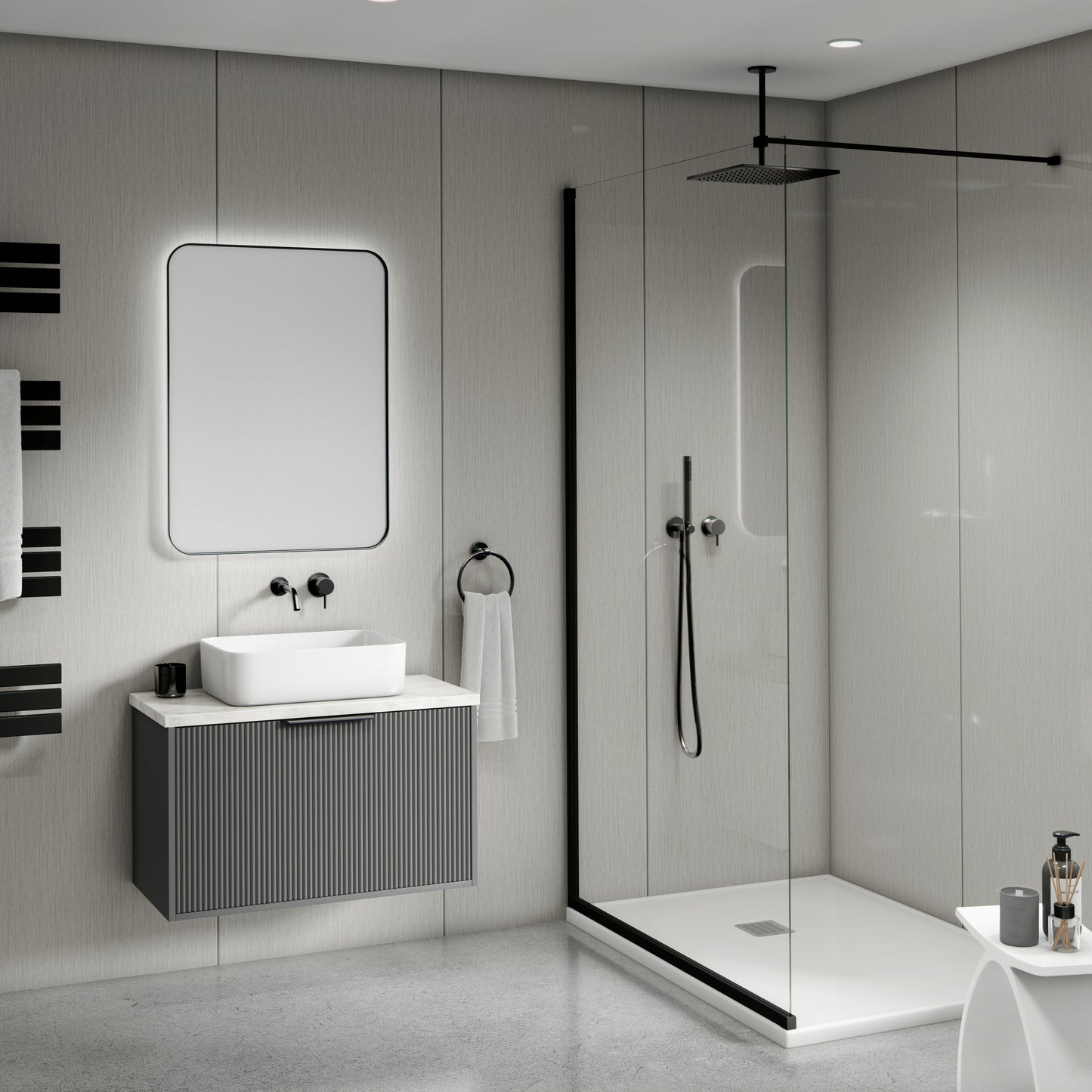 Hardex V Groove Shower Panel - Ice