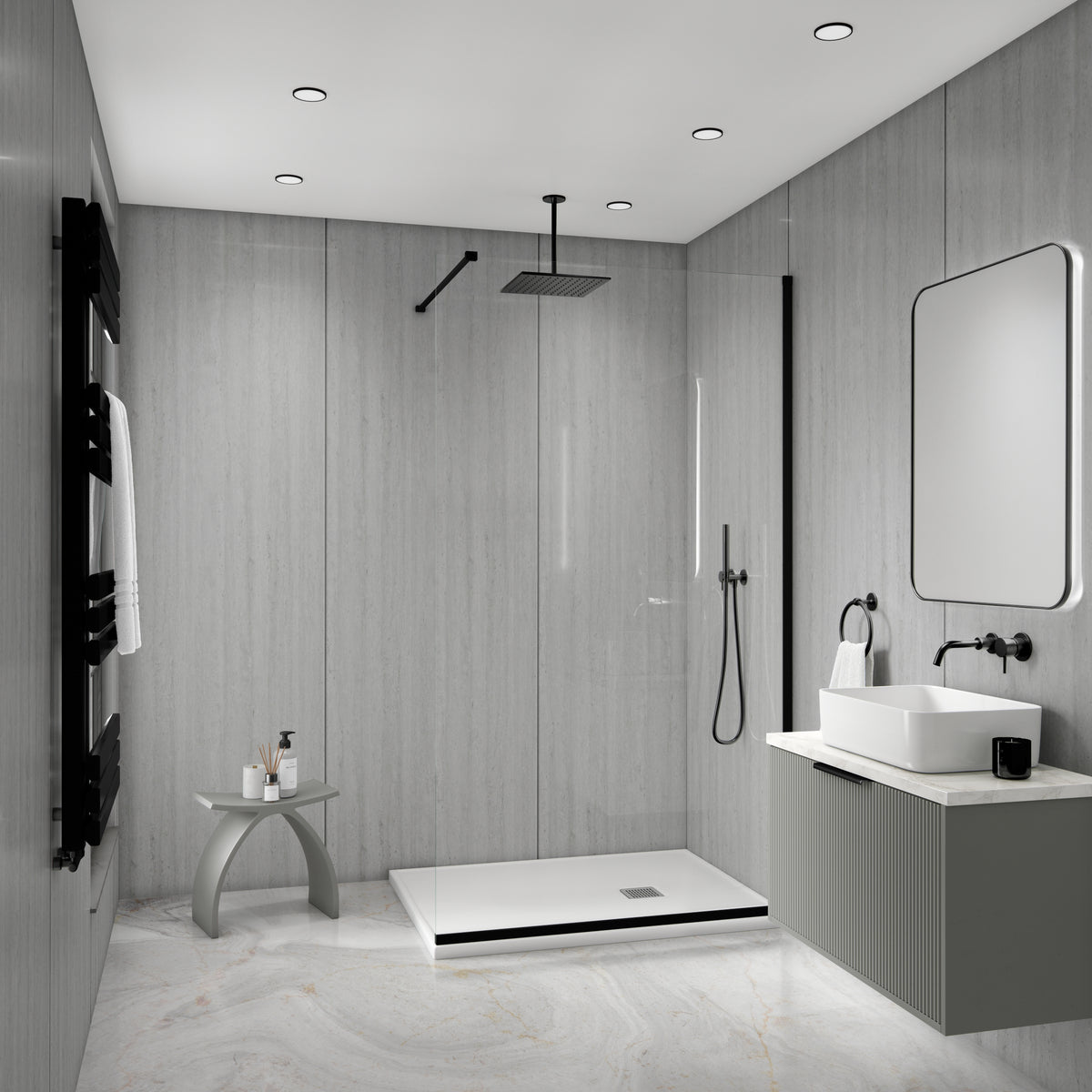 Hardex V Groove Shower Panel - Ash