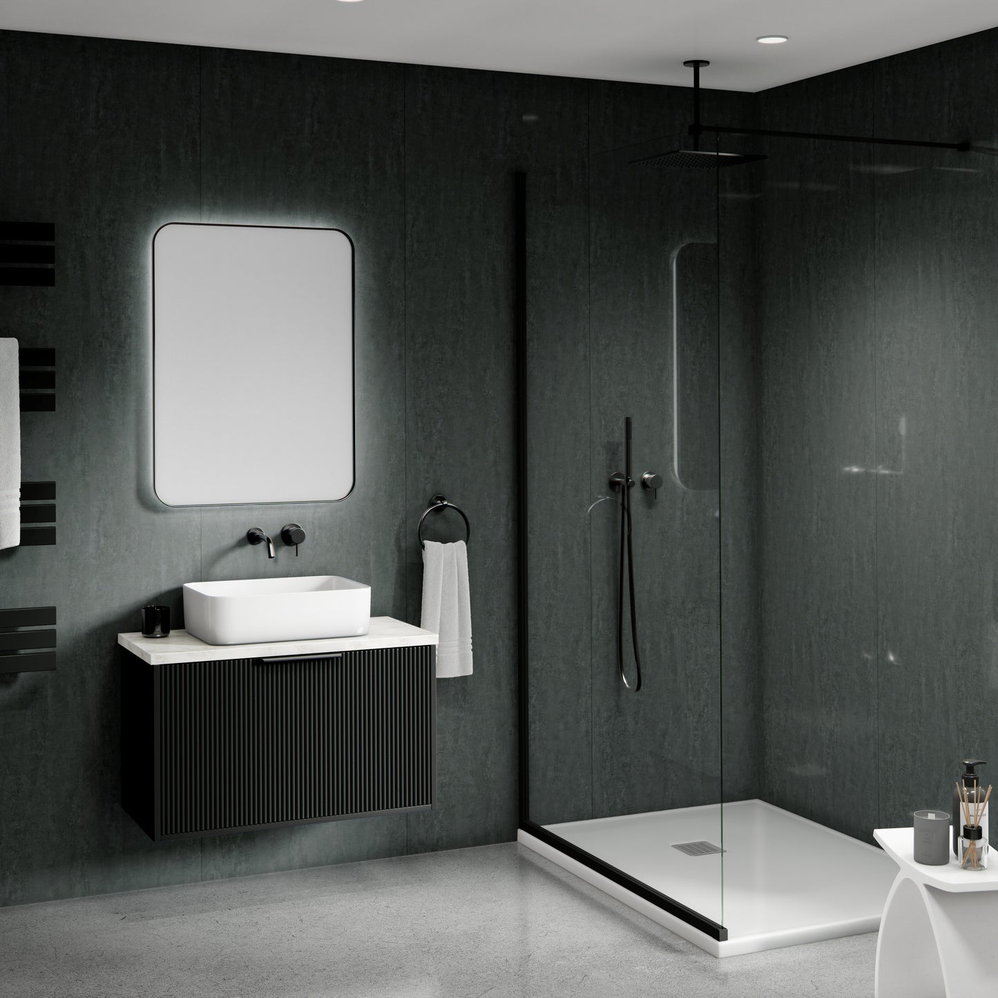 Hardex V Groove Shower Panel - Ebony