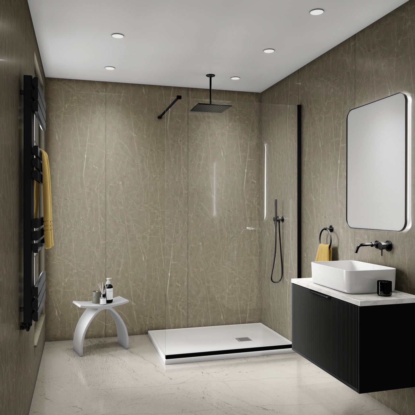 Hardex V Groove Shower Panel - Fawn