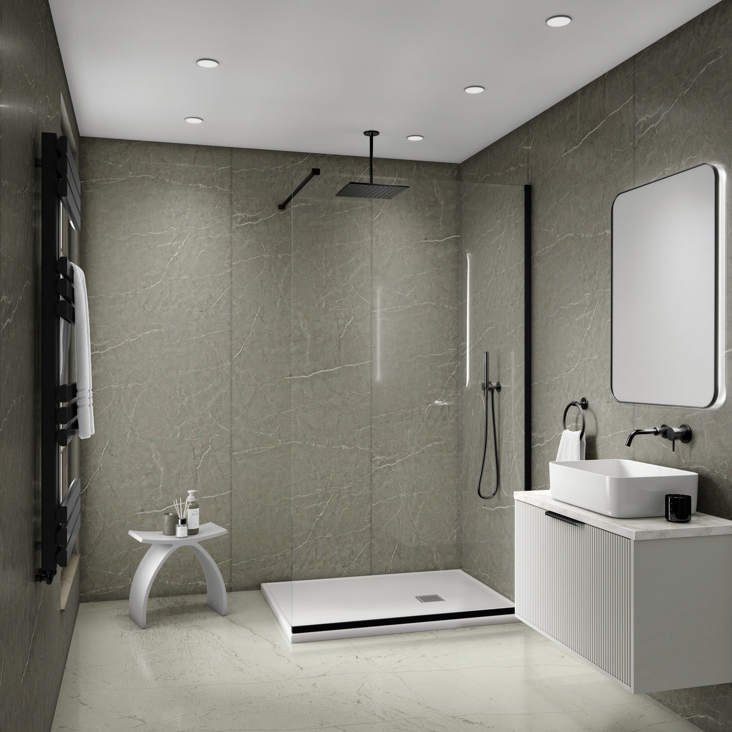 Hardex V Groove Shower Panel - Concrete